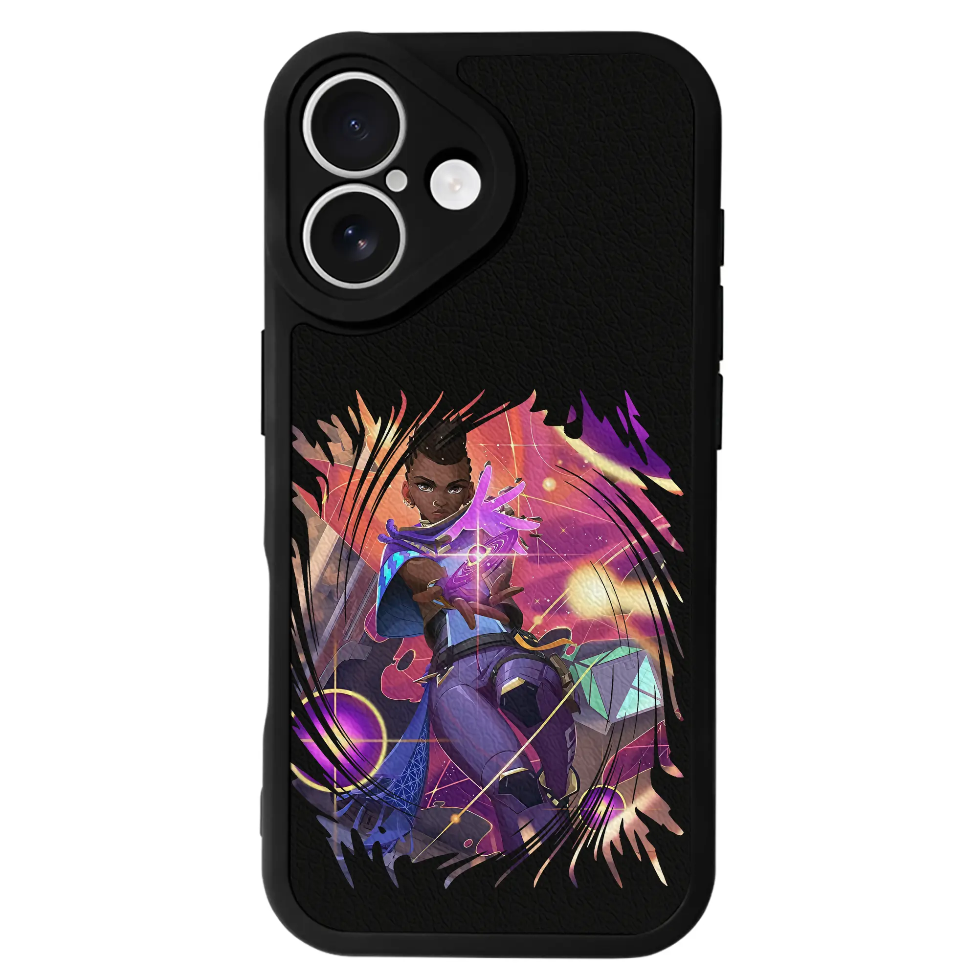 VALORANT グッズ,アストラ - IPhone 16シリーズ対応 ・ シリコンスマホケース ・ レザー調 ・ 高精度フィット ・ 耐衝撃 ・ ワイヤレス充電対応 ・ 精密カット